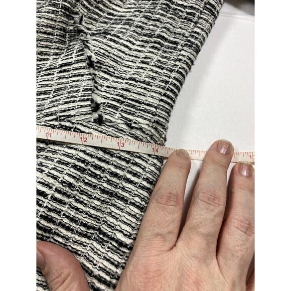 Rebecca Taylor Tweed Mini Dress White Black Size 6 Fringe Short Sleeve Lined - Picture 9 of 15